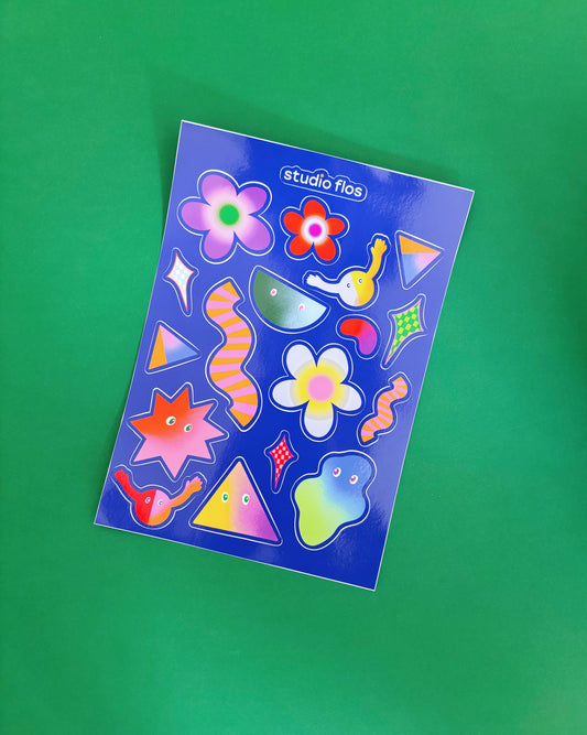 Cute Blobs Abstract Gradient Vinyl Waterproof Sticker Sheet