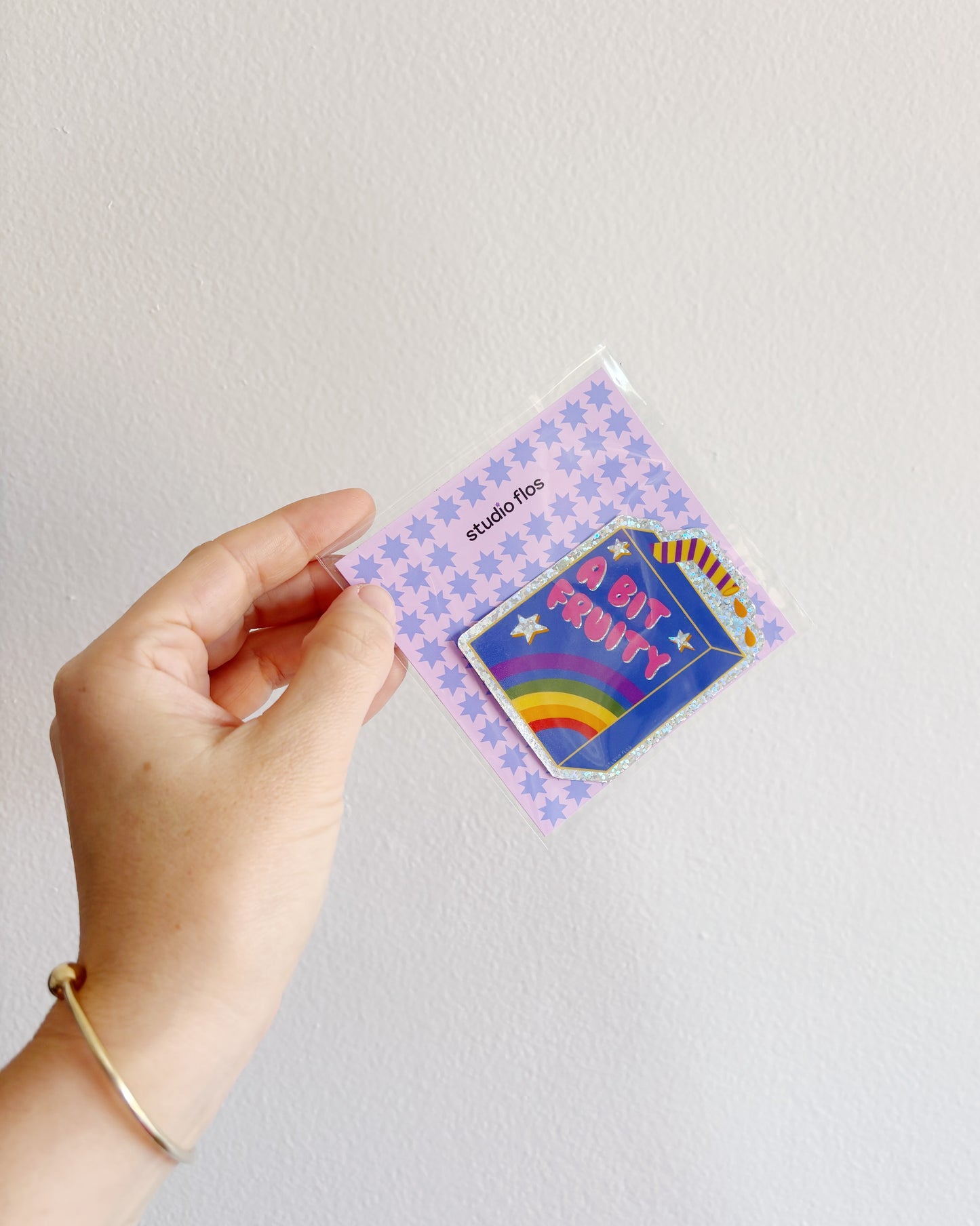 A Bit Fruity Waterproof Hologram Vinyl Sticker Queer LGBTQIA+