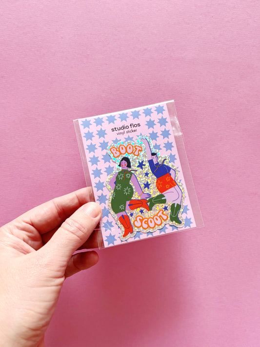 Boot Scoot Line Dance Glitter Vinyl Sticker