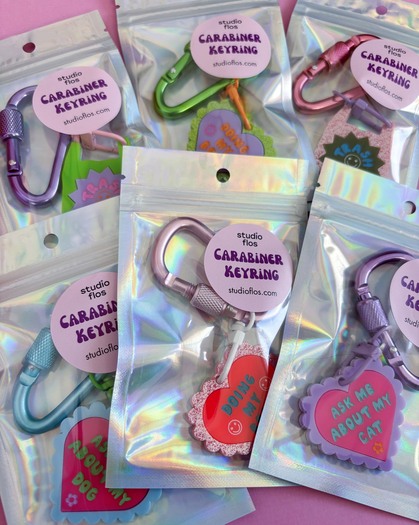 Doing My Best Carabiner Keyring, Pink Glitter, Cute, Motivational