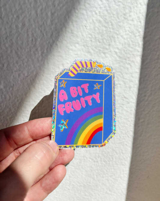 A Bit Fruity Waterproof Hologram Vinyl Sticker Queer LGBTQIA+
