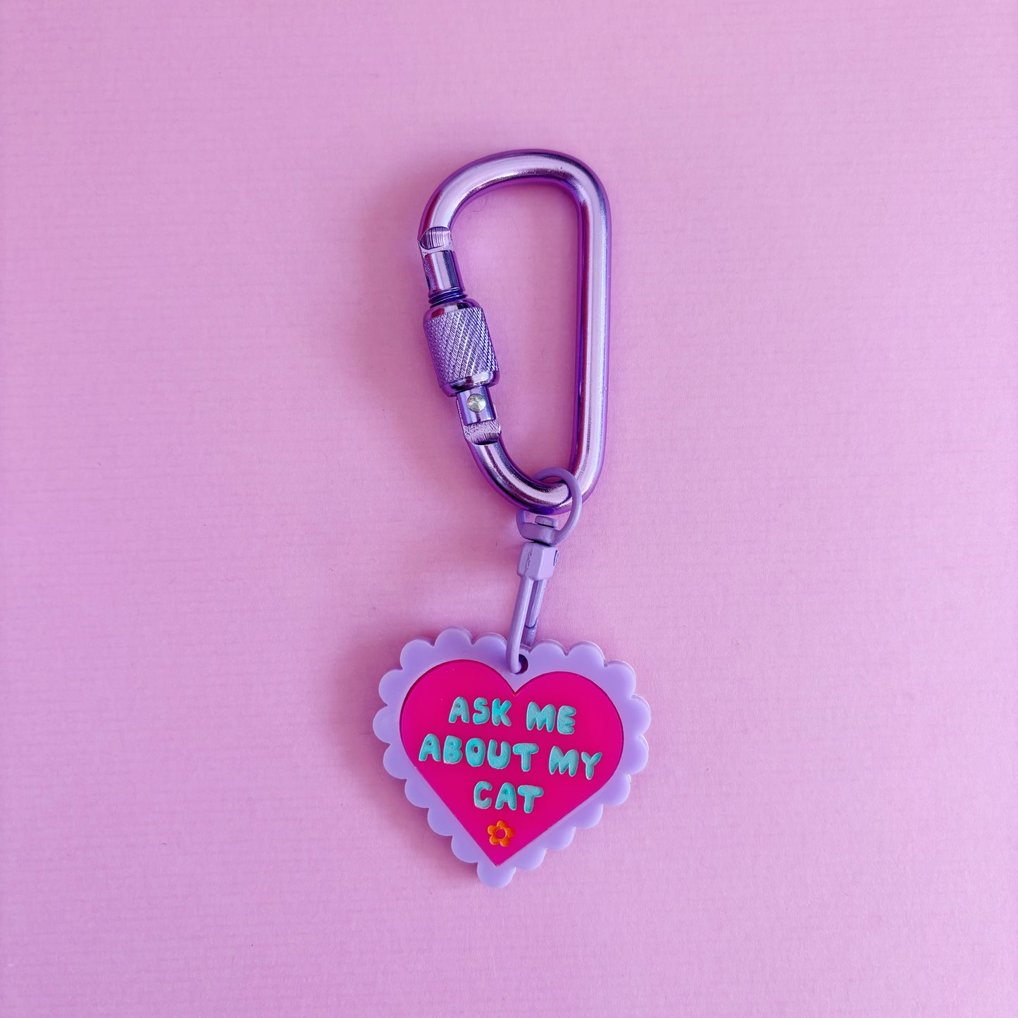 Ask Me About My Cat Carabiner Keyring Bag Charm, Cute, Funny, Pets