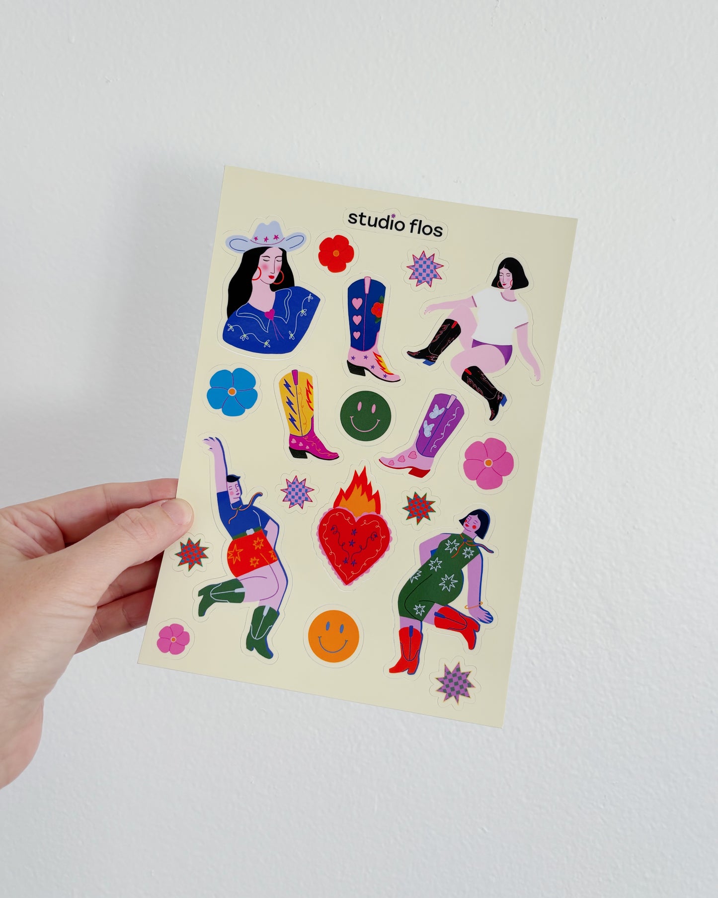 Cowgirl Line Dance Vinyl Waterproof Sticker Sheet