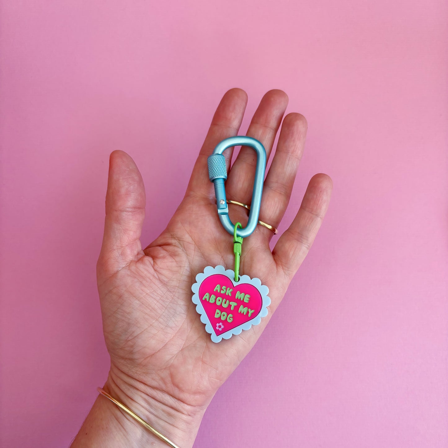 Ask Me About My Dog Carabiner Keyring Bag Charm, Cute, Funny, Pets