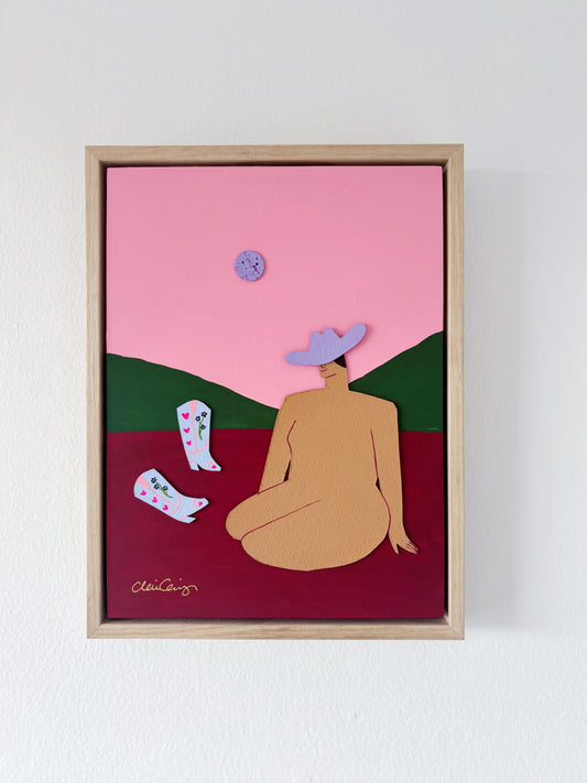 Kick Off Your Boots and Stay A While Original Framed Painting