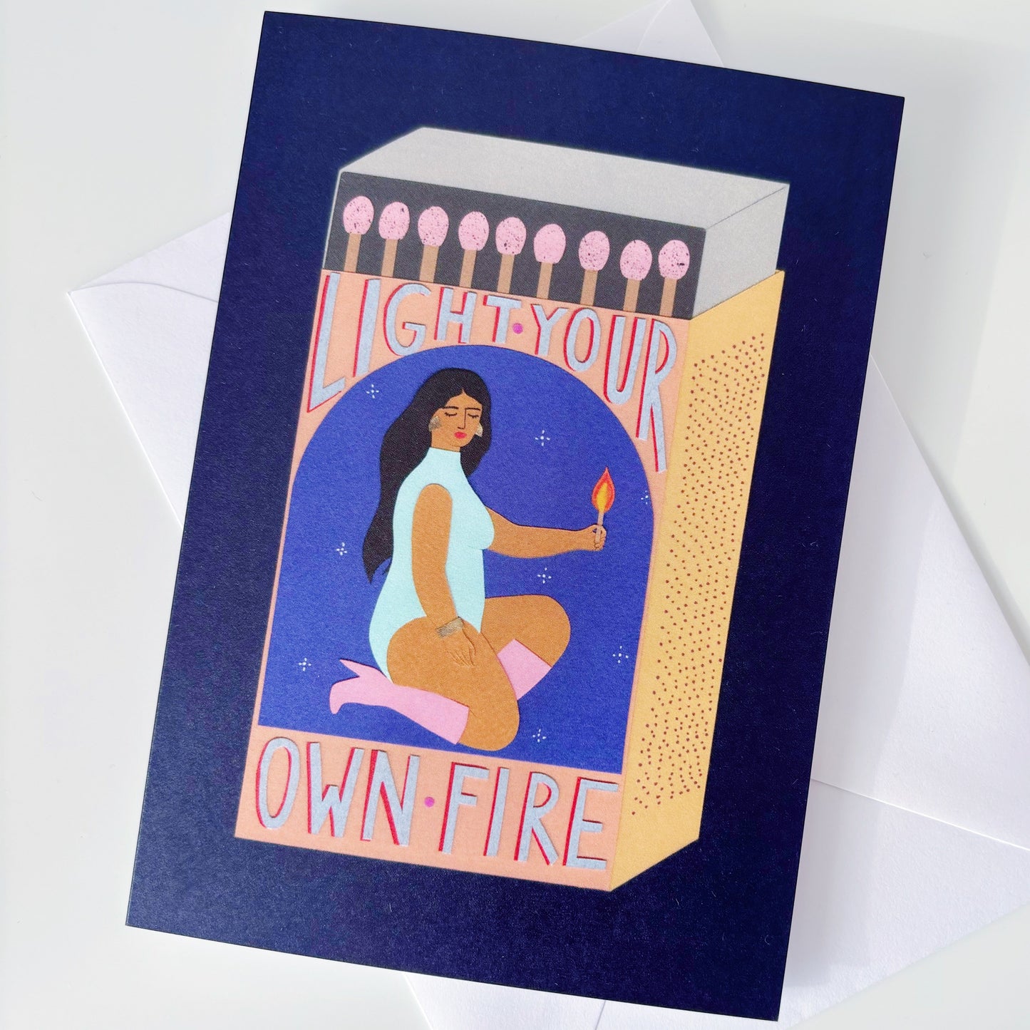 Light Your Own Fire Greeting Card Motivational Good Luck