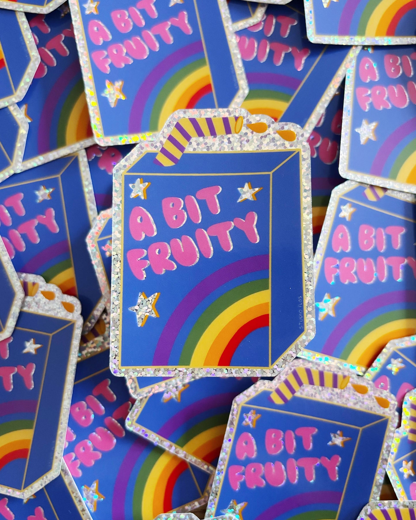 A Bit Fruity Waterproof Hologram Vinyl Sticker Queer LGBTQIA+