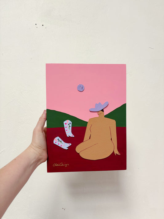 Kick Off Your Boots and Stay A While Original Framed Painting