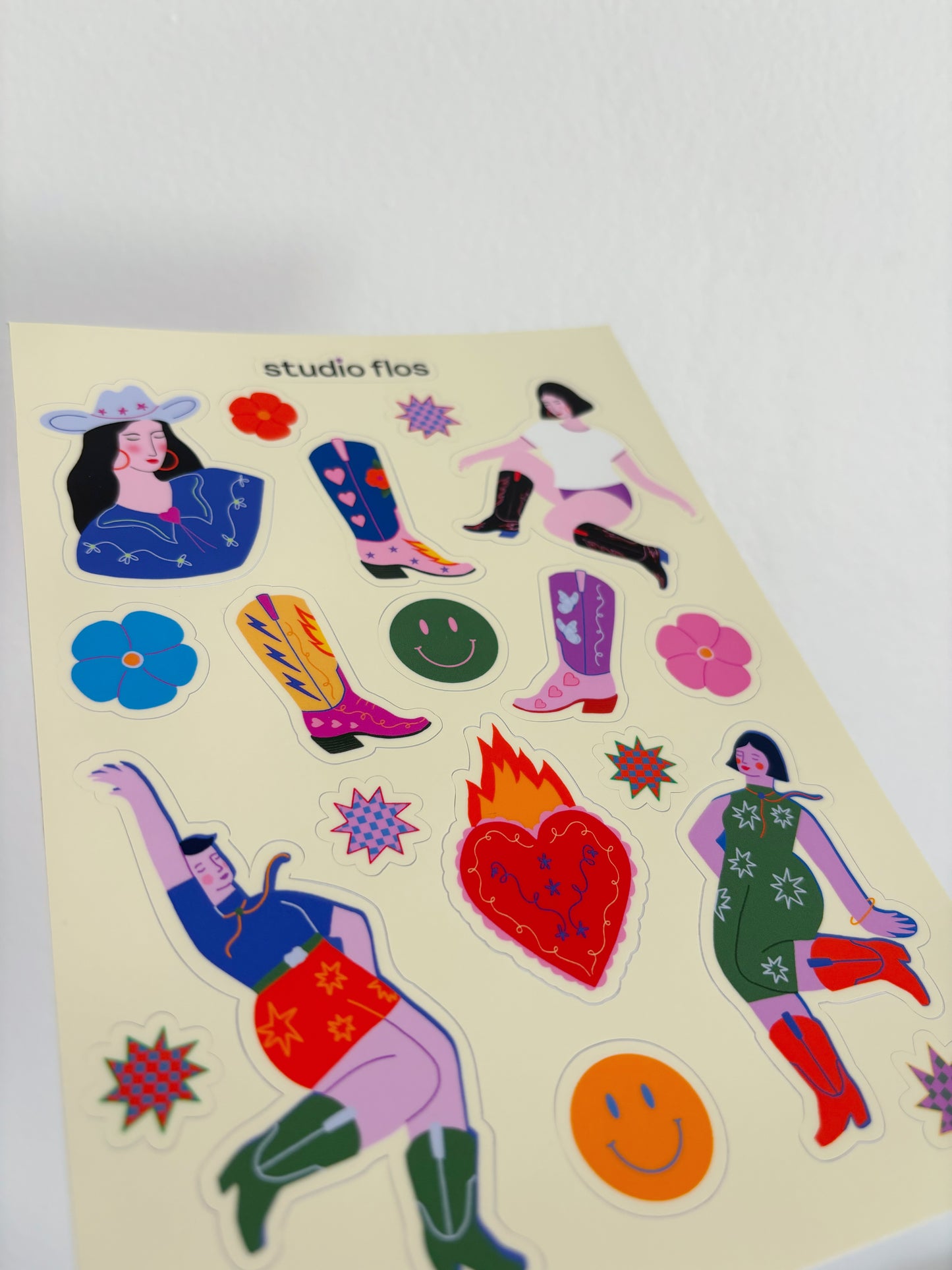 Cowgirl Line Dance Vinyl Waterproof Sticker Sheet