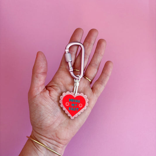 Doing My Best Carabiner Keyring, Pink Glitter, Cute, Motivational