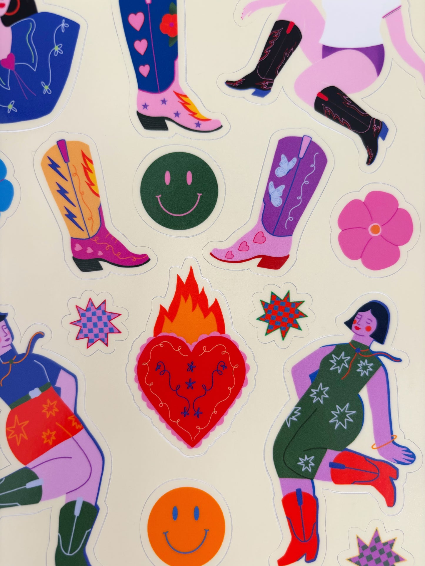 Cowgirl Line Dance Vinyl Waterproof Sticker Sheet