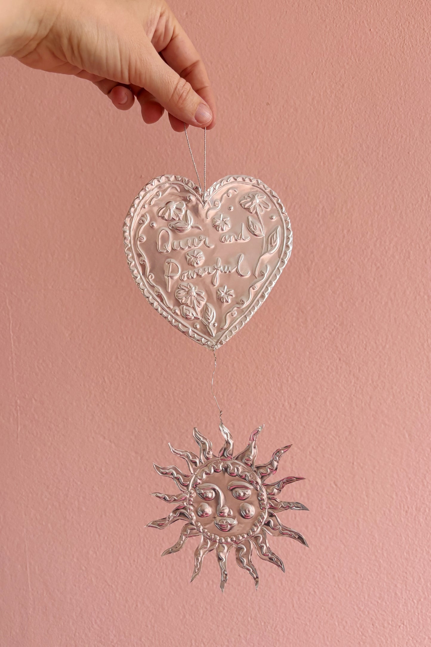 Embossed Silver Foil Wall Hanging - Queer and Powerful