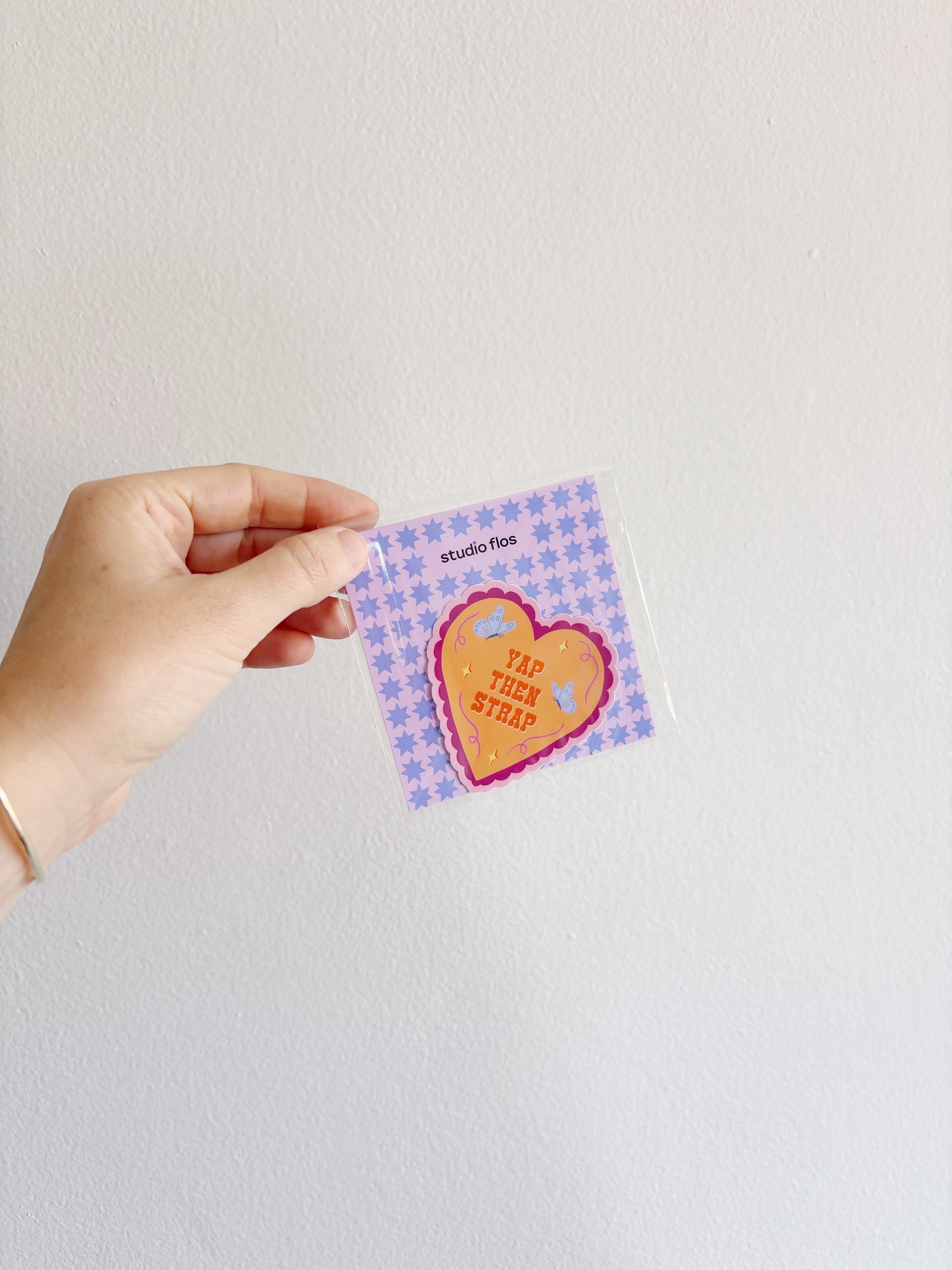 Yap Then Strap Heart Vinyl Sticker LGBTQIA+ Lesbian Sapphic