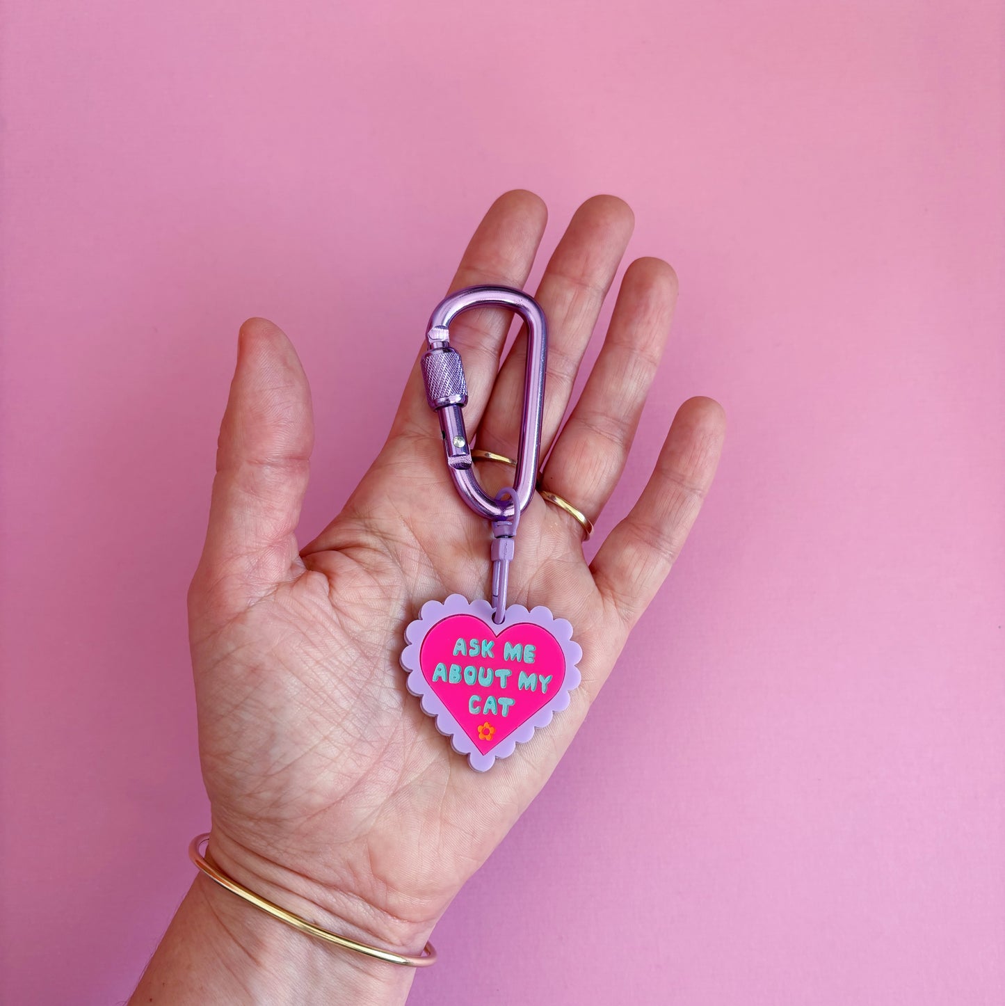 Ask Me About My Cat Carabiner Keyring Bag Charm, Cute, Funny, Pets