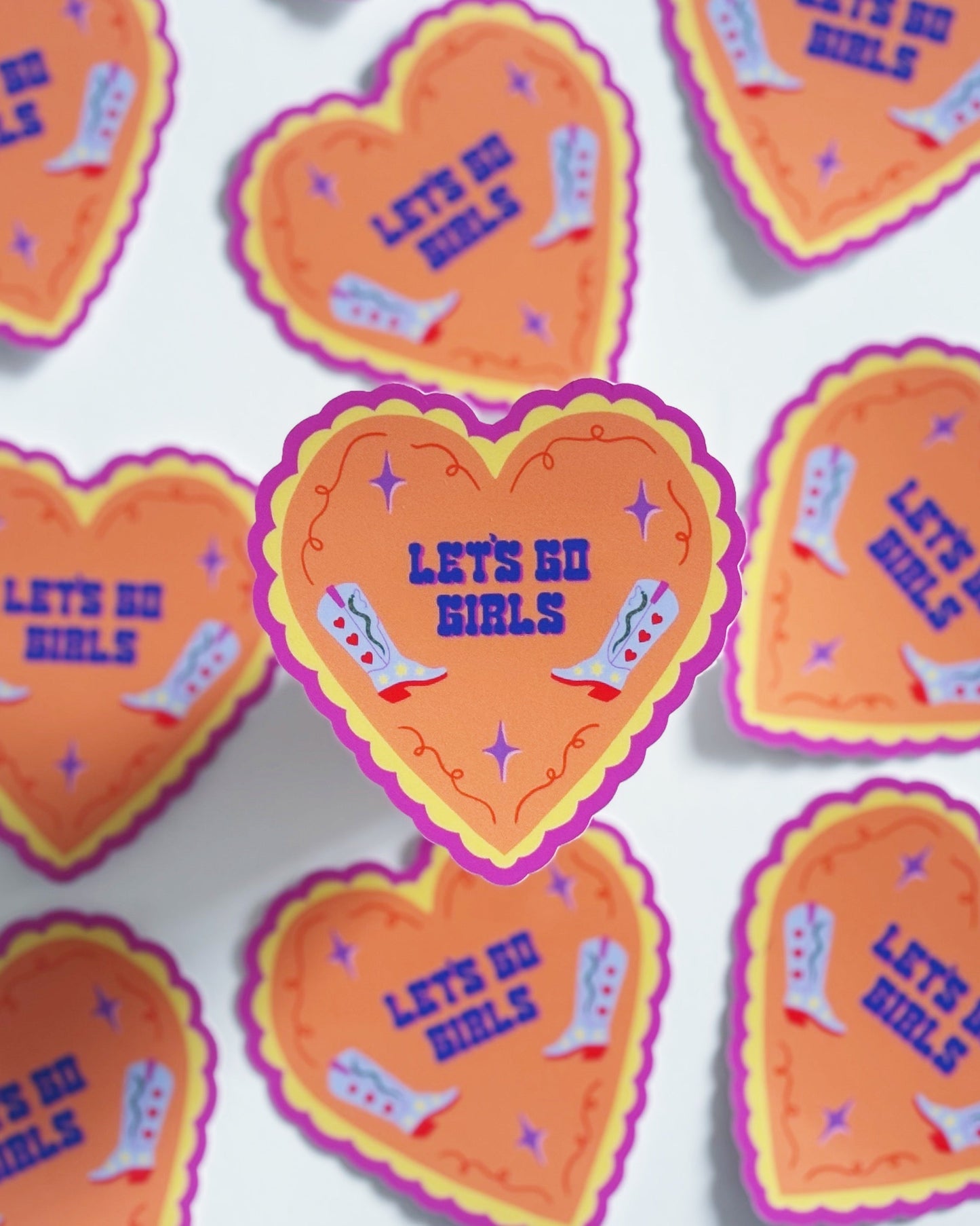 Let's Go Girls Cowgirl Line Dance Heart Vinyl Sticker