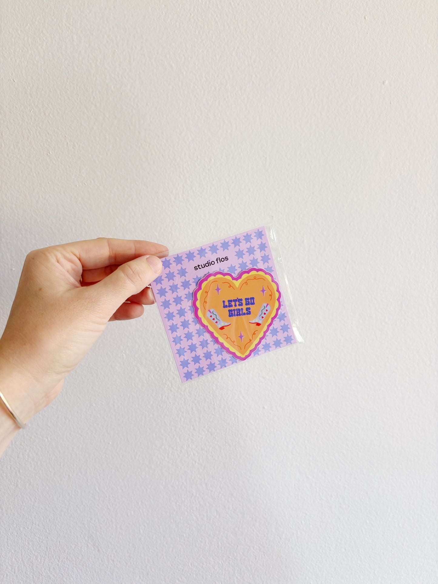 Let's Go Girls Cowgirl Line Dance Heart Vinyl Sticker