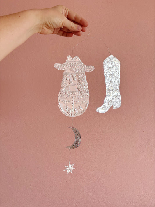 Embossed Silver Foil Wall Hanging - These Boots Are made For Walking