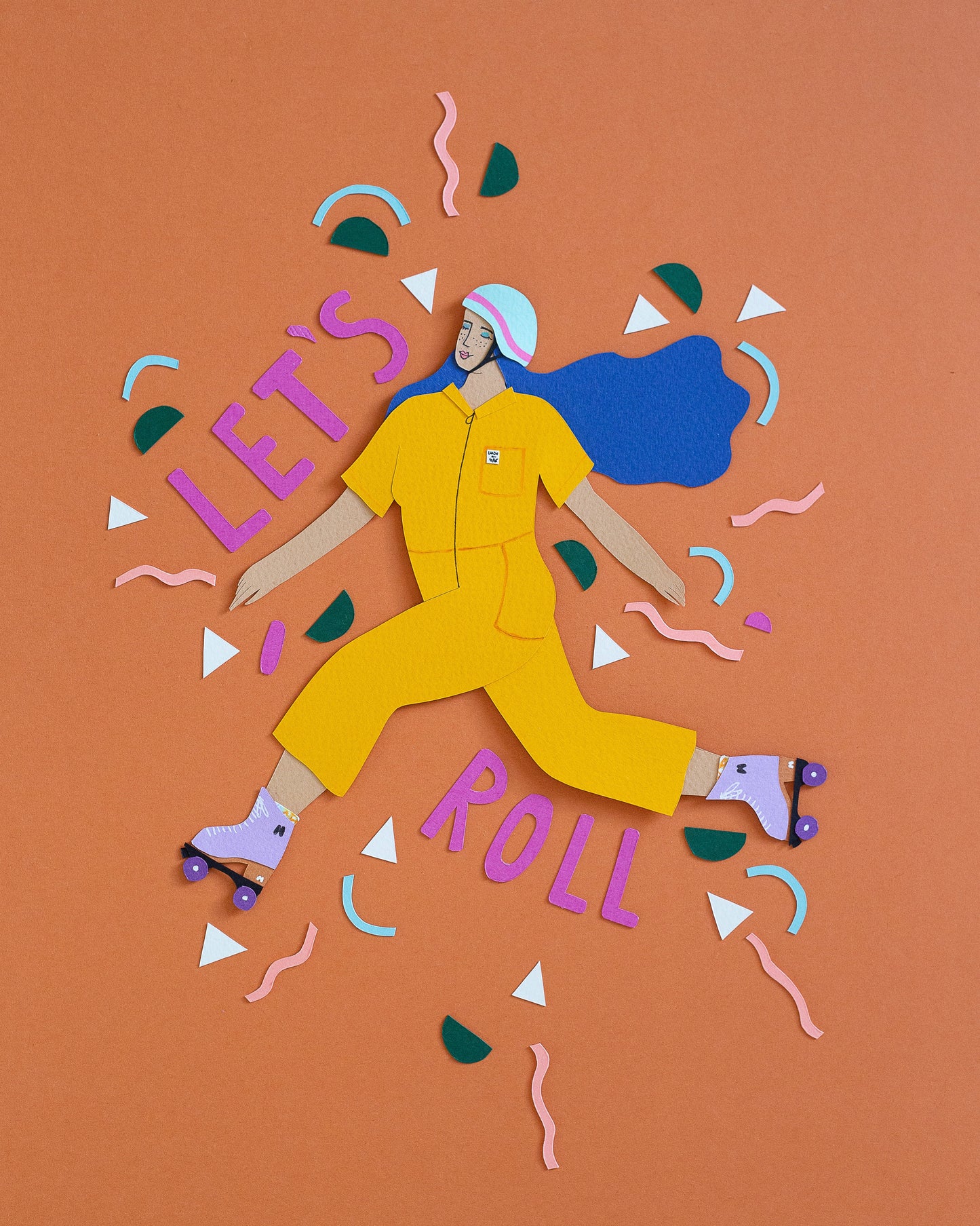 Let's Roll Rollerskating Roller Derby Vinyl Sticker