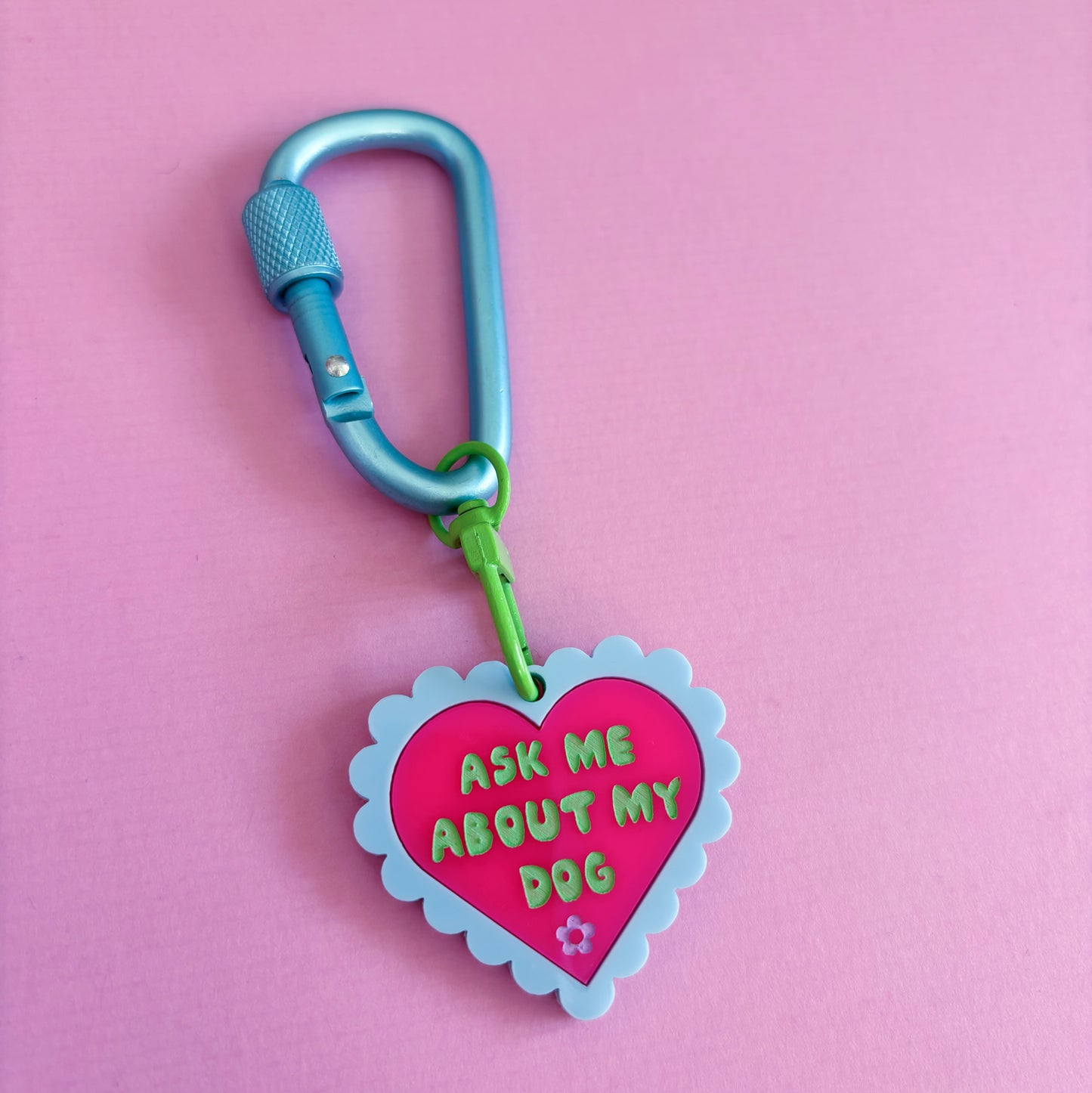 Ask Me About My Dog Carabiner Keyring Bag Charm, Cute, Funny, Pets