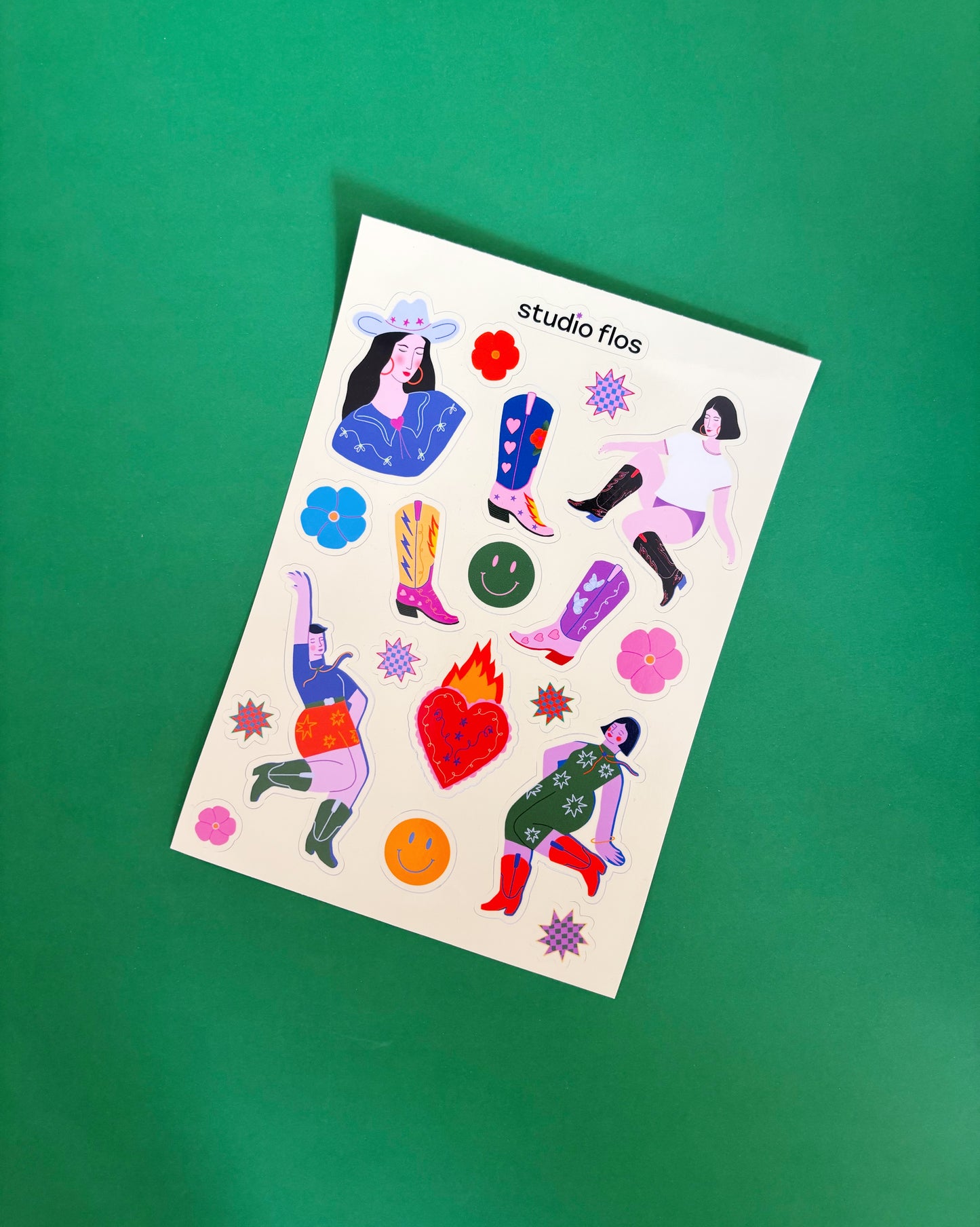 Cowgirl Line Dance Vinyl Waterproof Sticker Sheet