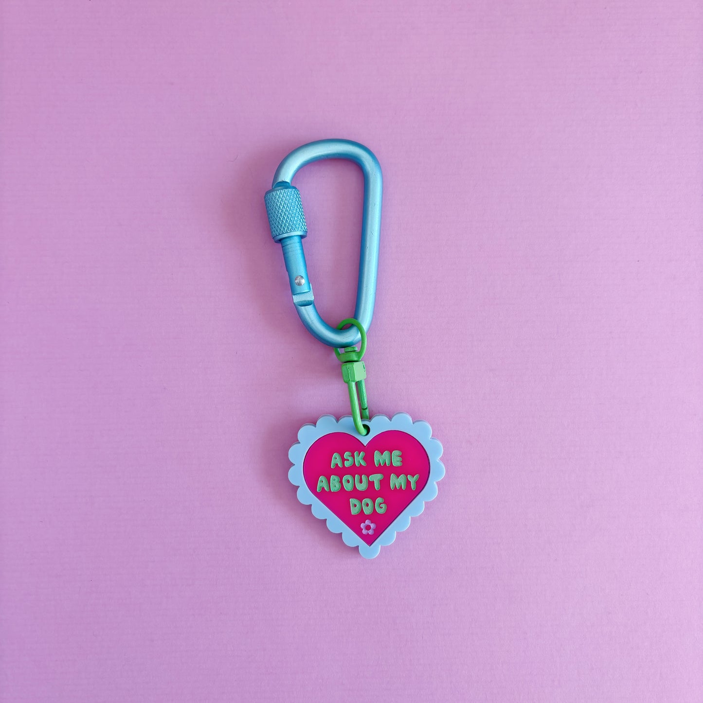 Ask Me About My Dog Carabiner Keyring Bag Charm, Cute, Funny, Pets