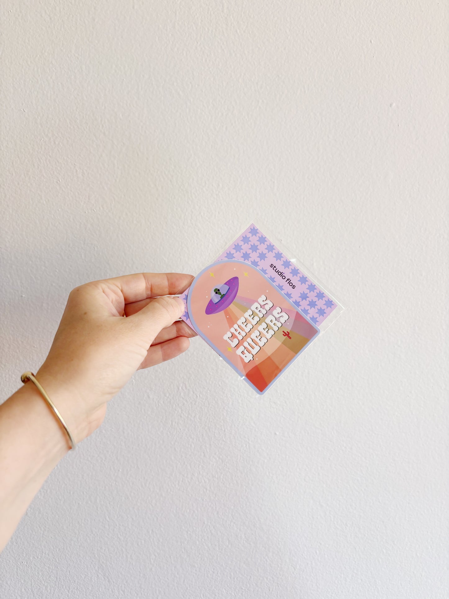 Cheers Queers Alien Rainbow Cute Vinyl Sticker LGBTQIA+
