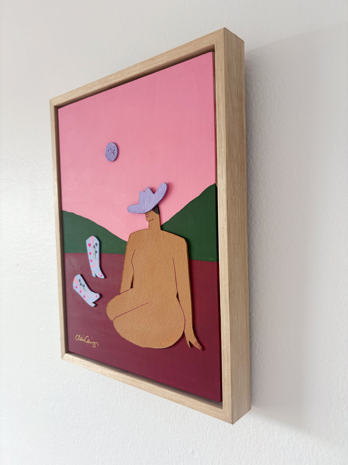 Kick Off Your Boots and Stay A While Original Framed Painting