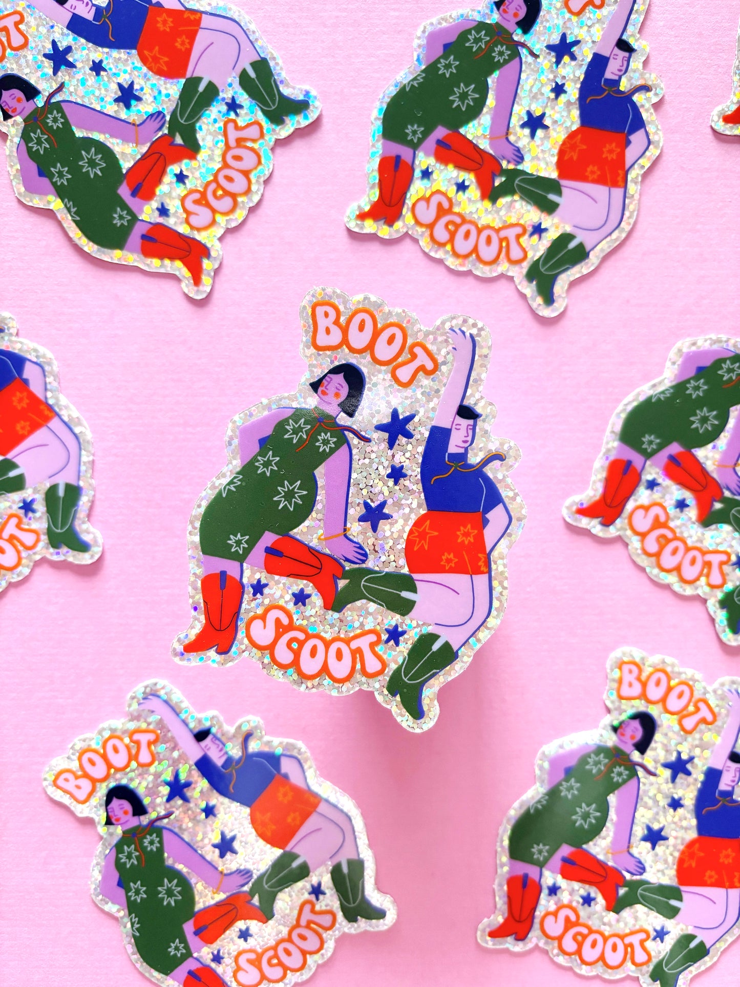 Boot Scoot Line Dance Glitter Vinyl Sticker