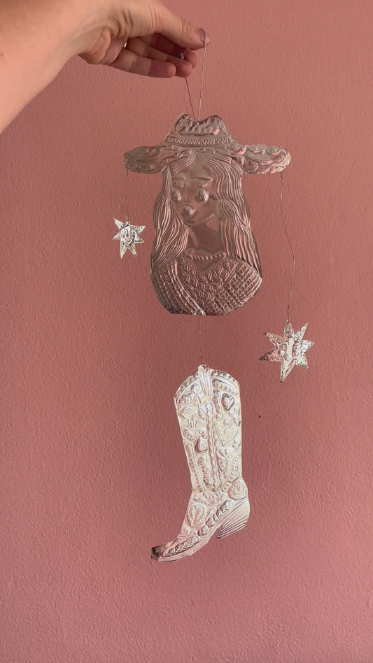 Embossed Silver Foil Wall Hanging - Cowgirl Dreaming