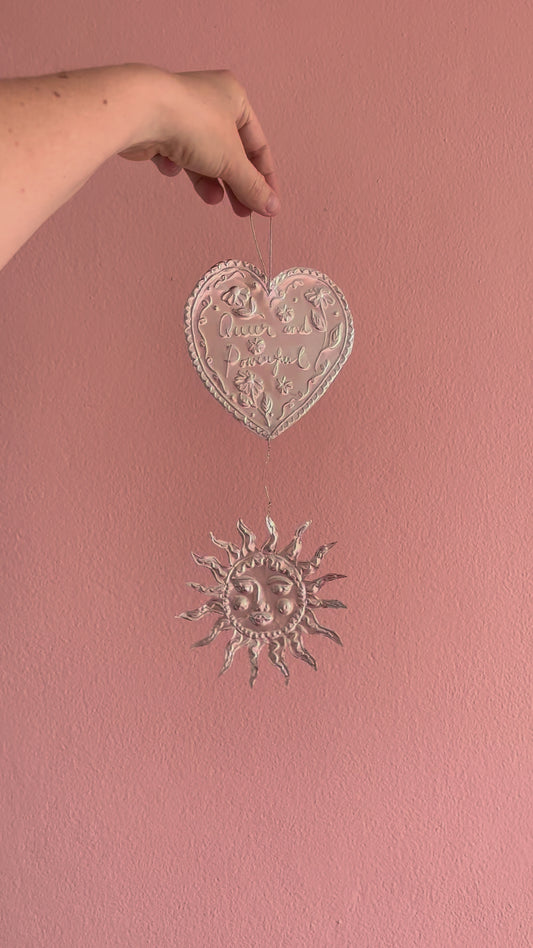 Embossed Silver Foil Wall Hanging - Queer and Powerful